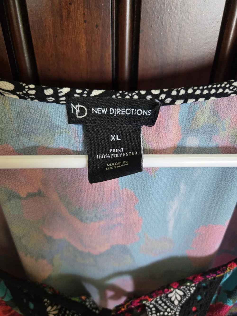New Directions Teal, Pink And Black Mixed-Print V-Neck Tunic, Sz. XL - Picture 2 of 4